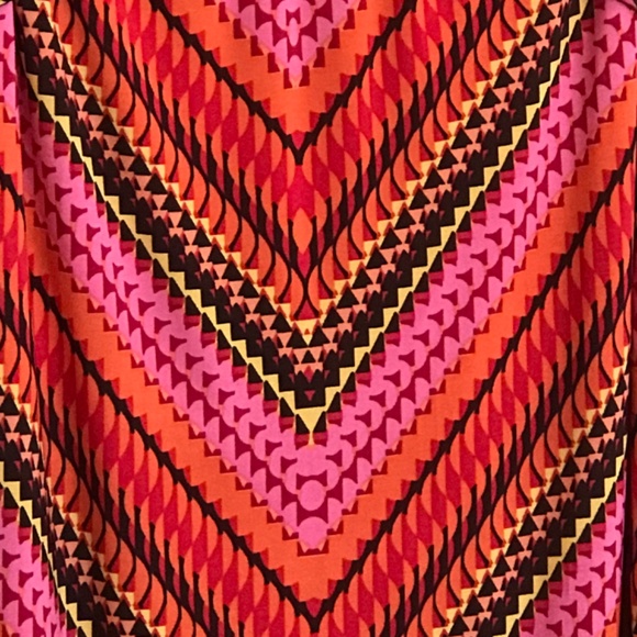 EN FOCUS Maxi Dress Pink Black Retro V Neck Kimono Sleeve Women’s Plus Size 14W - Picture 5 of 16